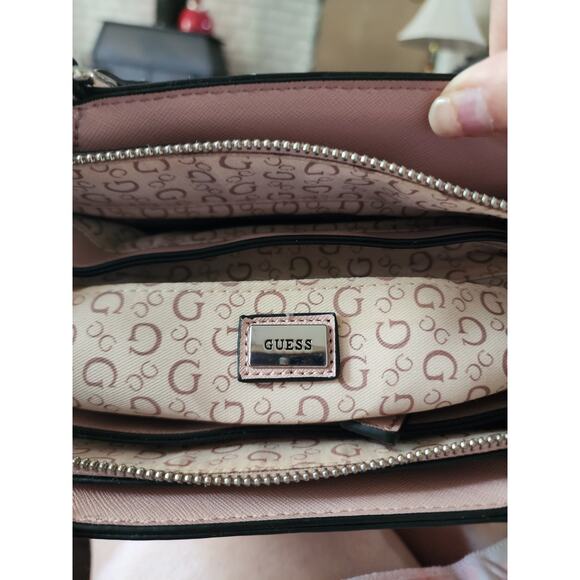 GUESS Tote Bag Handbag Classic Logo Print peach with coin purse - Picture 10 of 10